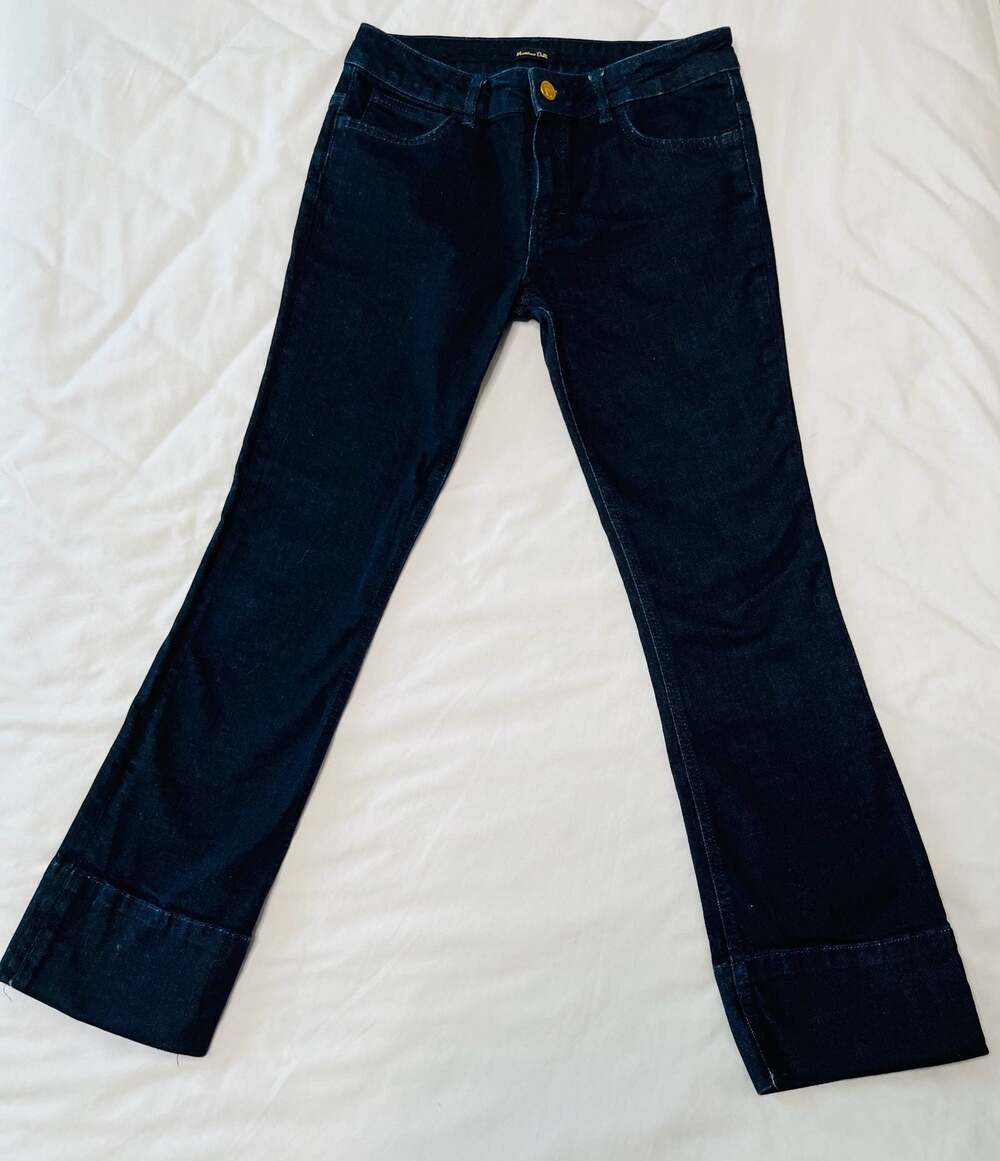 Massimo Dutti Dark Wash Cuffed Bootcut Jeans | Elevated 90s Denim